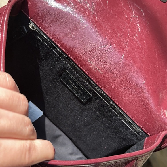 Ysl saint laurent Niki medium Crinkled leather Burgundy NO TRADE FIRM - Picture 10 of 17